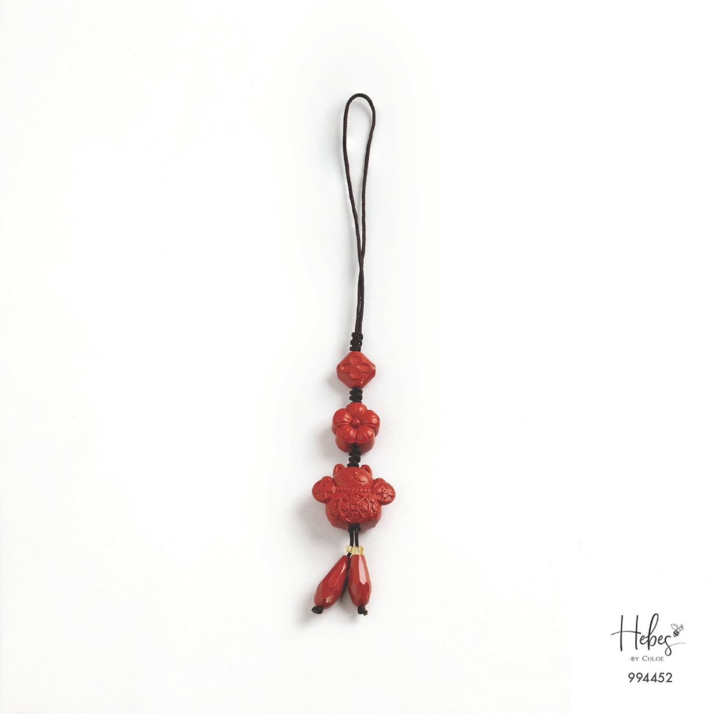 Cinnabar Lucky Cat Charm 994452