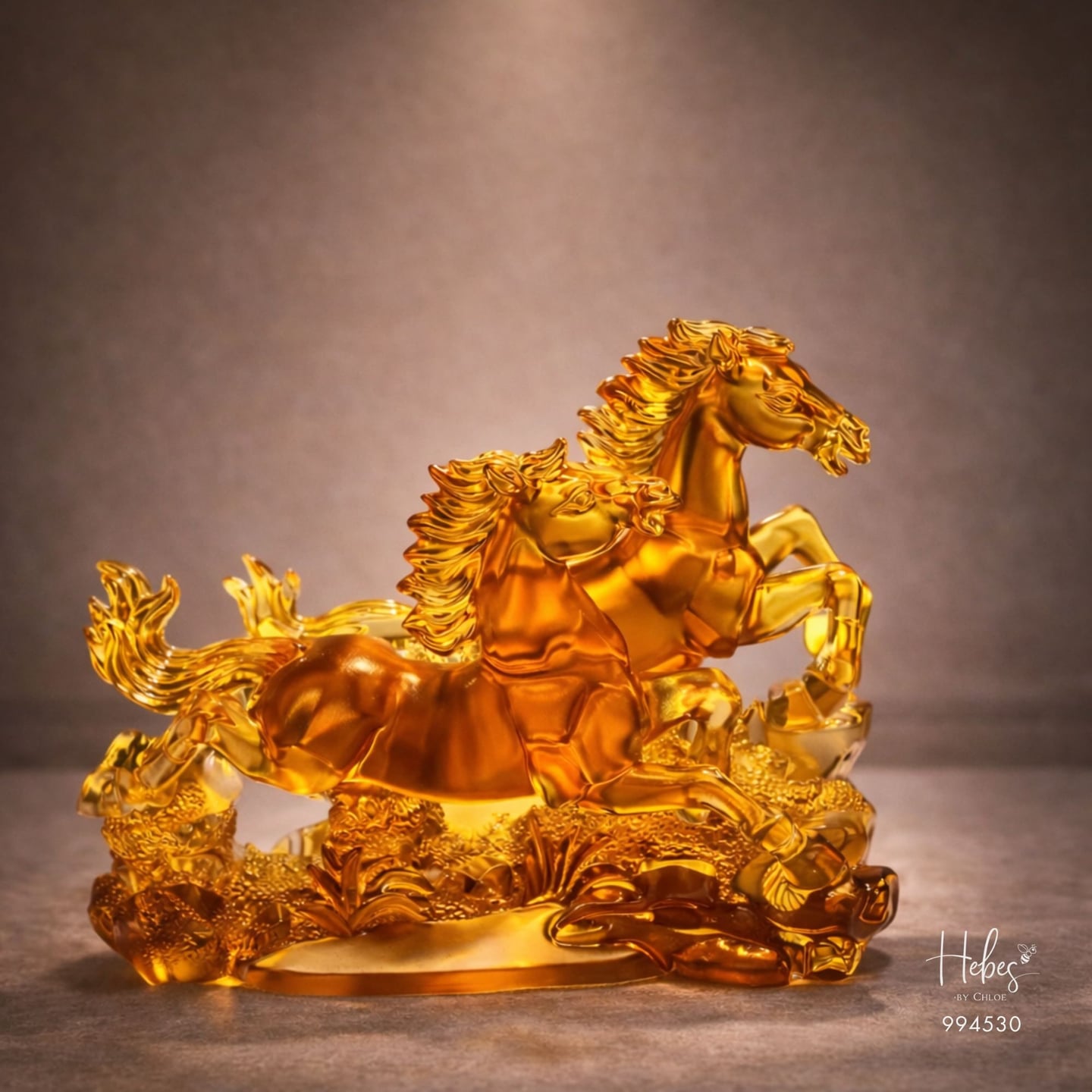 Crystal Feng Shui Twin Horses of Prosperity Statue 994530