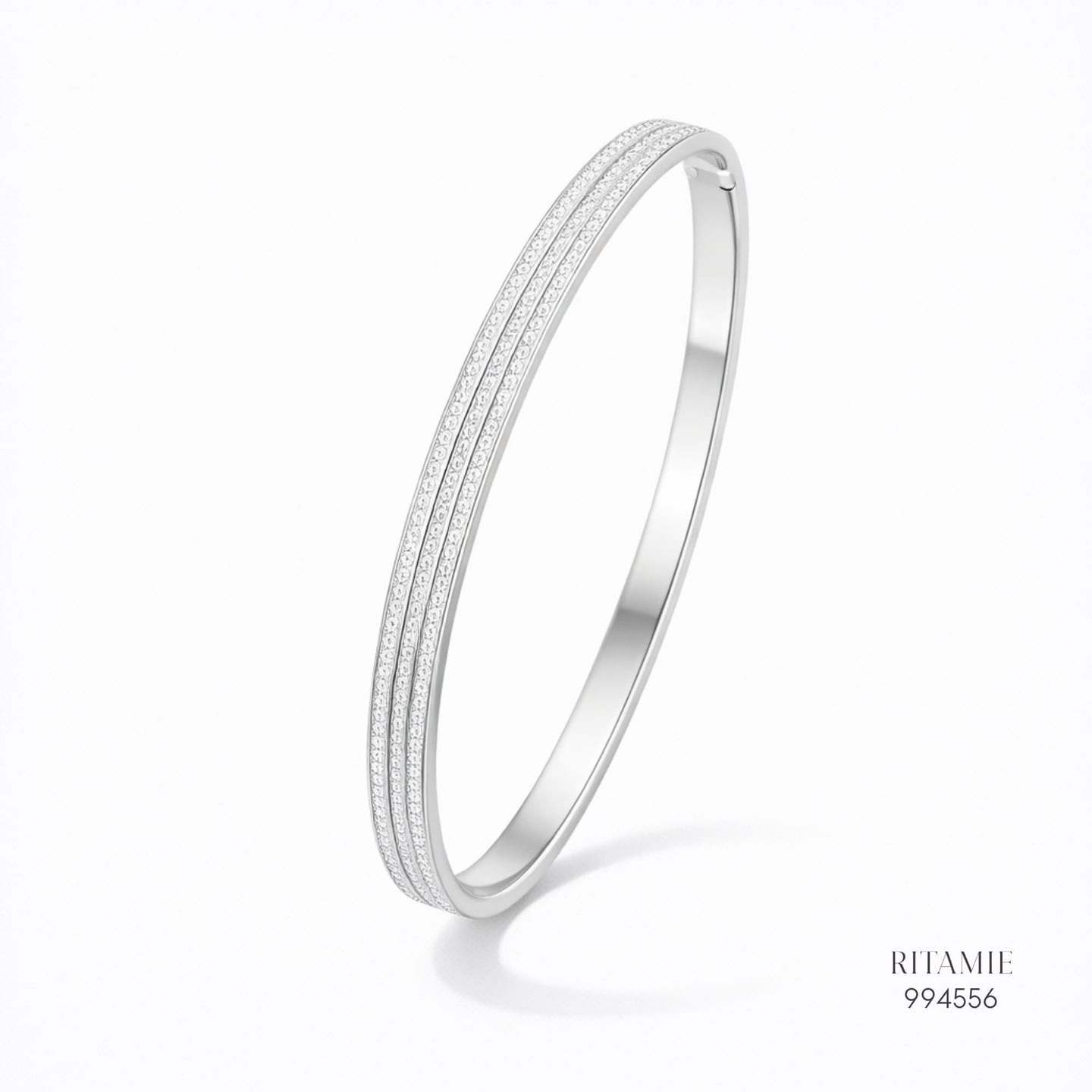 The Triple Row Brilliance Moissanite Silver Bangle 994556