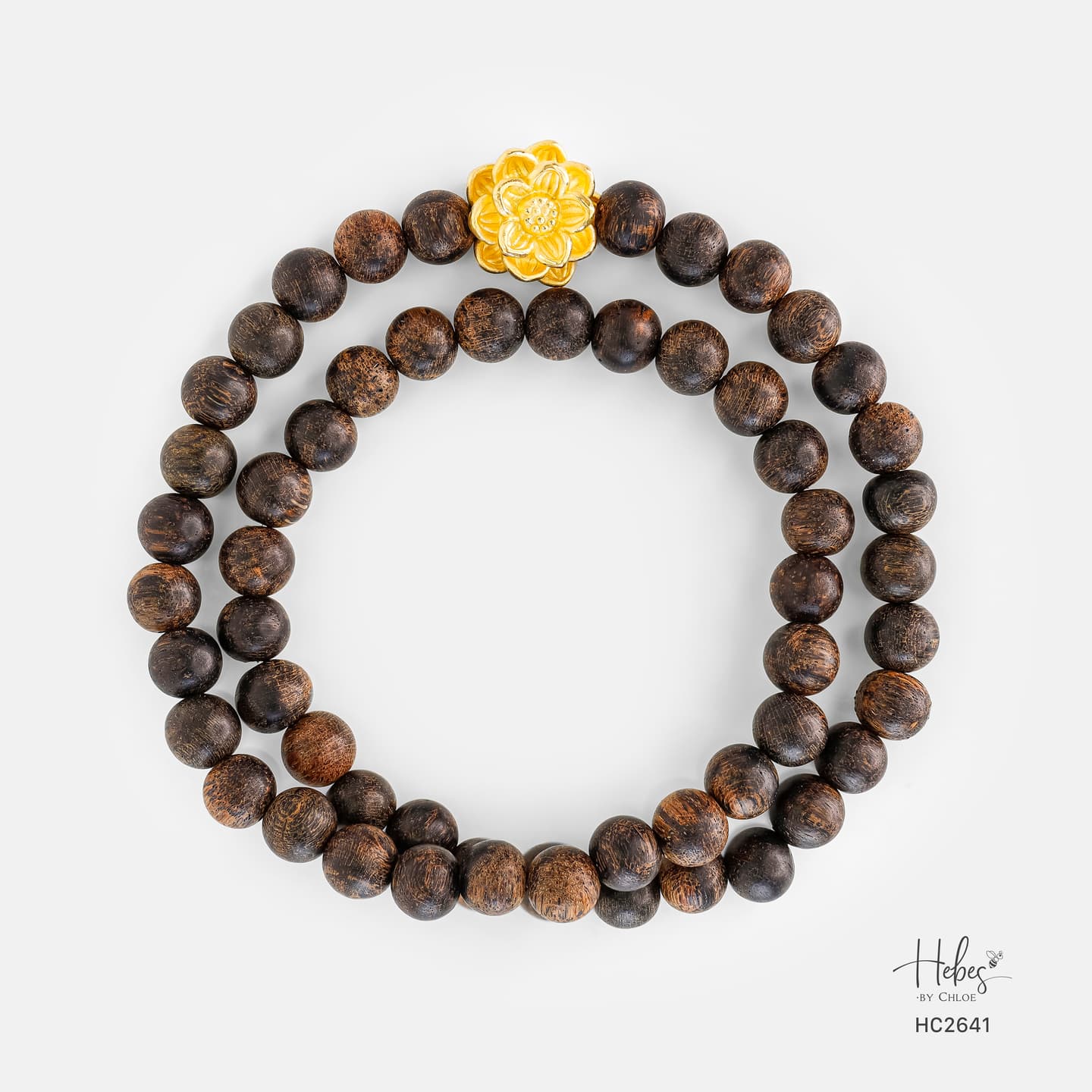 Indonesian Agarwood Lotus Charm Bracelet HC2641